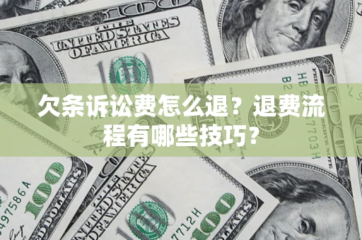 北京欠条诉讼费怎么退？退费流程有哪些技巧？